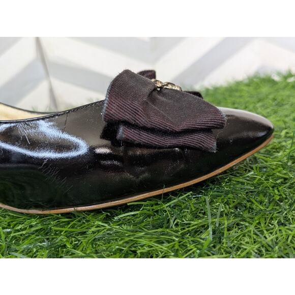 RARE VINTAGE CUSTOM MADE BALENCIAGA Black Kitten Heels W/Burgundy Bow Size 7.5-8 - Picture 13 of 16